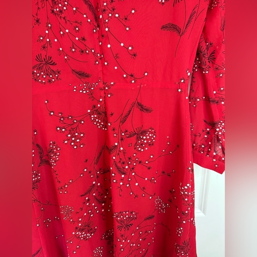 Madewell Women’s Red Windswept Floral Hazelwood Wrap-Front Mini Dress - Size 2 - Picture 7 of 10
